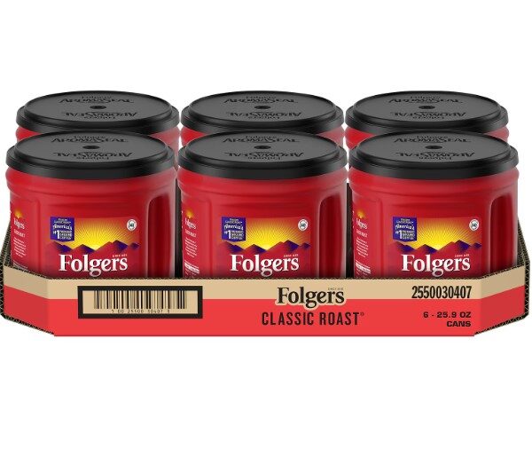 Folgers Classic Roast Coffee – 25.9 oz Can – 6 Cans/Case