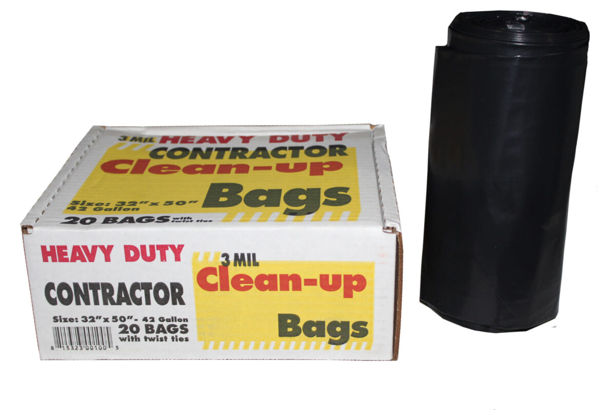 32″ x 50″ Black Contractor Bags – 3 Mil – 20/Case