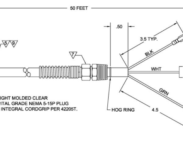50′ Power Cord for Clarke Ultra Speed 1500, CFO 2000, & Pioneer Eclipse 225FP