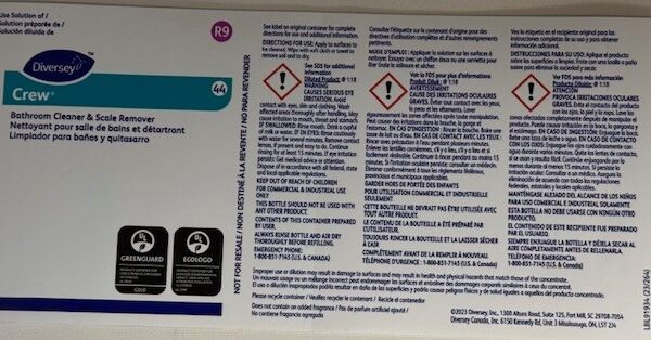 Diversey Crew Bathroom Cleaner Label