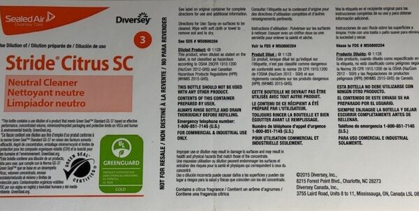 Diversey Stride Citrus HC Label
