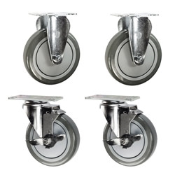 5″ Caster Wheels Set – 2 Rigid & 2 Swivel with Brake