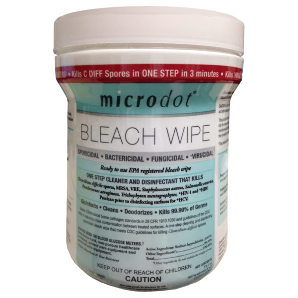 Microdot Bleach Wipes – 160 Wipes/Canister