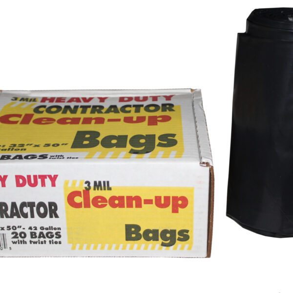 32″ x 50″ Black Contractor Bags – 3 Mil – 20/Case