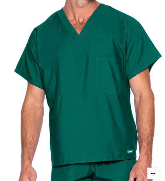 7502HGSHIRT Unisex Hunter Green Medical Scrub Top, Medium, LAA7502HUNMD