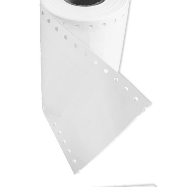 White Garment Labels – 0.62″ x 3.25″ – 1 Label Wide – For Dot Matrix Printer