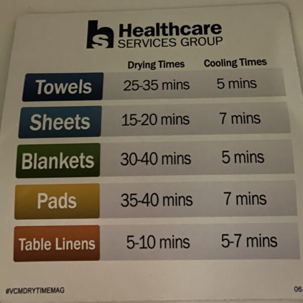 HCSG Linen Drying & Cooling Times Dryer Magnet