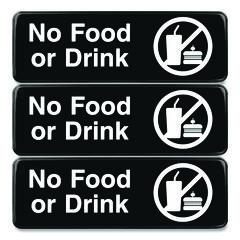 No Food or Drink Wall Sign, 9″ x 3″