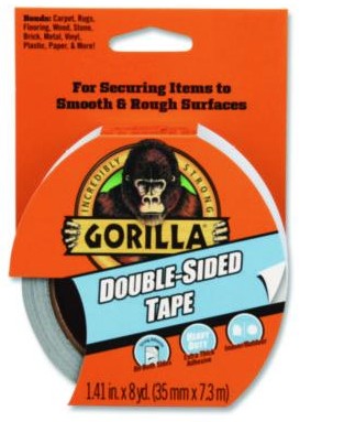 Gorilla® Double-Sided Tape, 3" Core, 1.4" x 8 yds, Gray