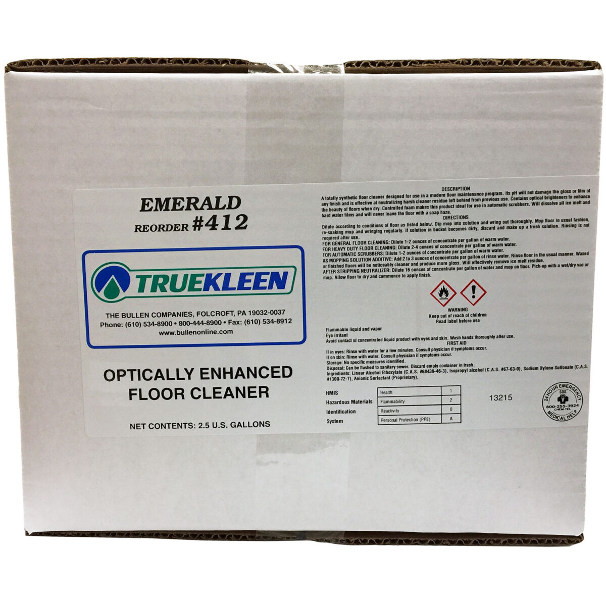 Truekleen Emerald Optically Enhanced Floor Cleaner – 2.5 Gallon Bib – 2/Case