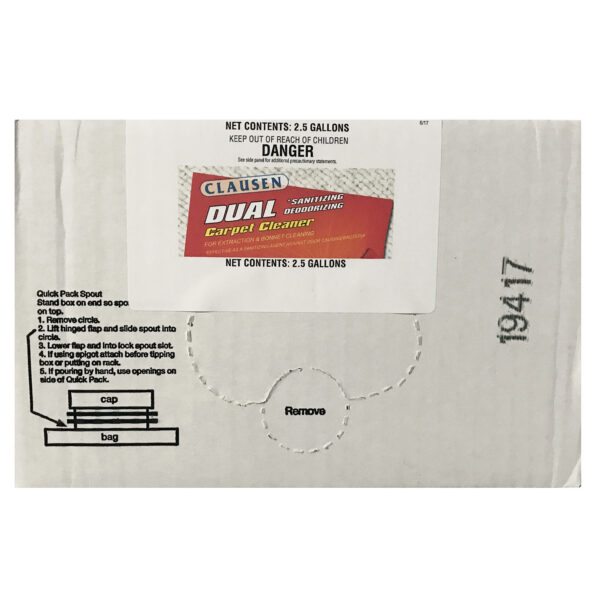 Clausen Dual Sanitizing & Deodorizing Carpet Cleaner – 2.5 Gallon Bib – 2/Case