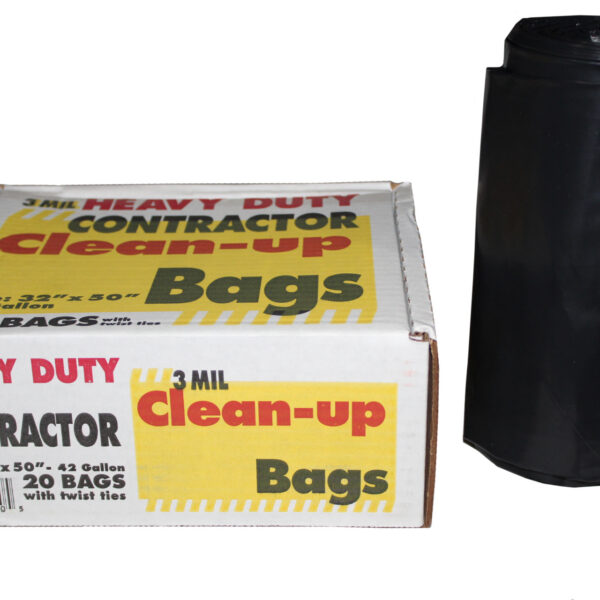 32″ x 50″ Black Contractor Bags – 3 Mil – 20/Case