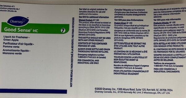 Diversey Good Sense HC Apple Label