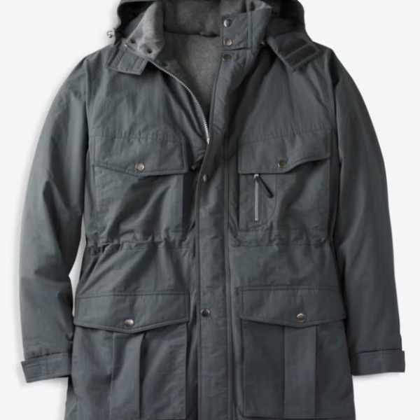 Fleece-Lined Parka with Detachable Hood 4XL